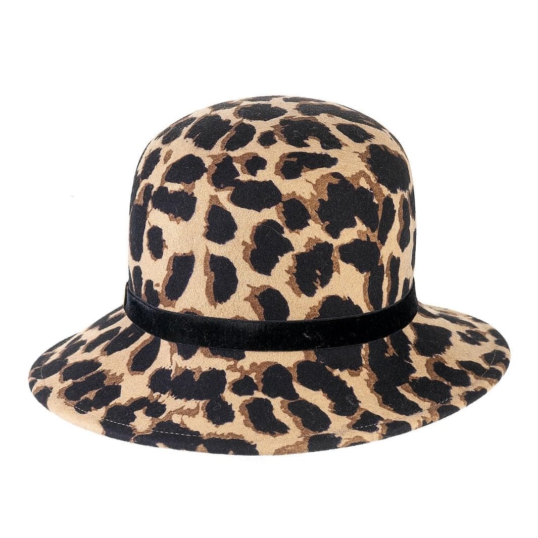 Cappello a Cloche a Campana Animalier in Feltro di Lana Merinos