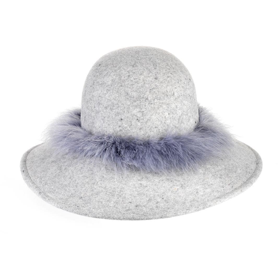 Cappello a Pamela in Feltro di Lana Merinos con Girotesta in Marabou