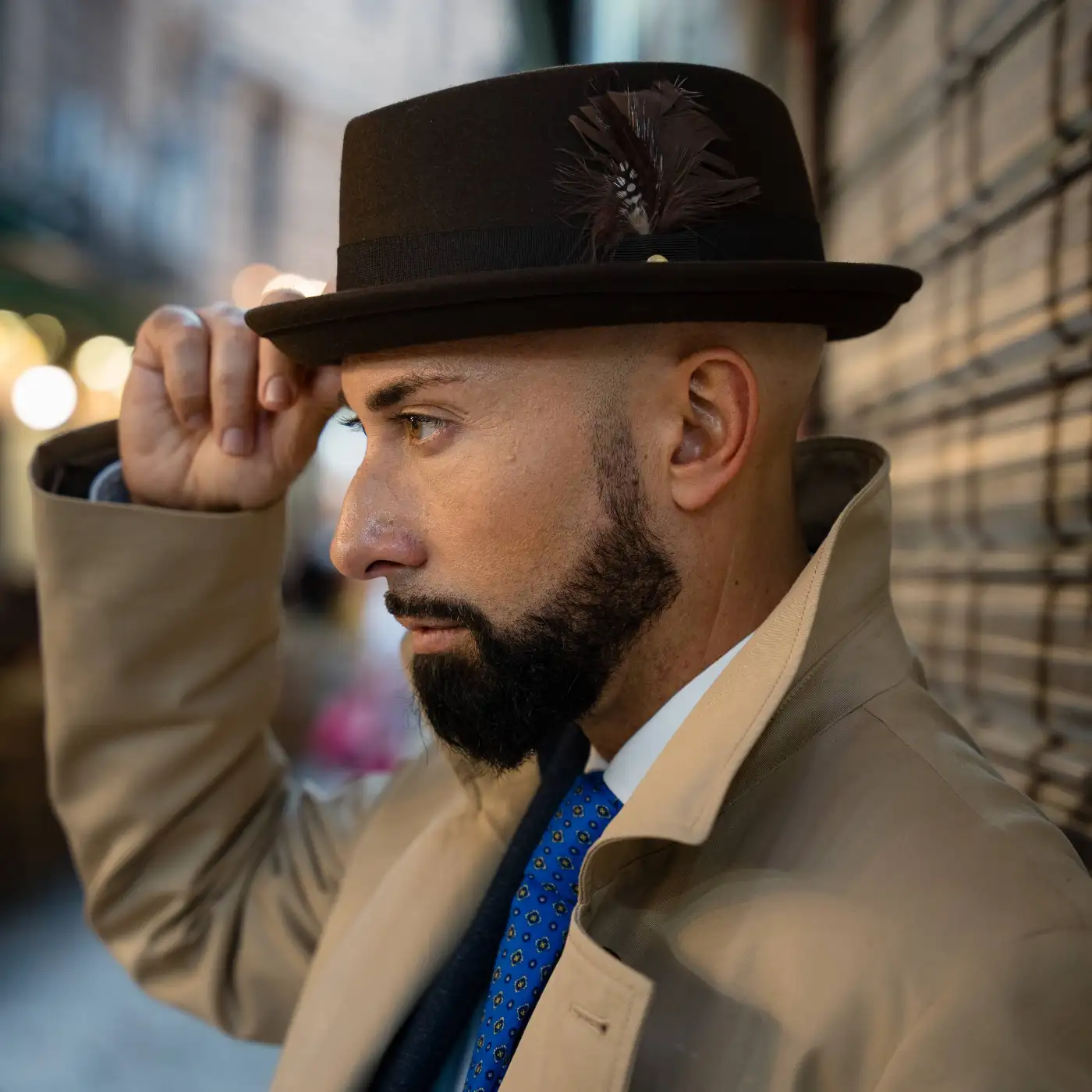 Cappello Pork Pie in Feltro Raso di Lapin con Fodera