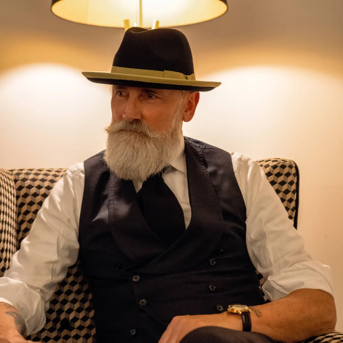 Cappello Trilby a Tesa Media in Feltro Raso di Lapin con Fodera