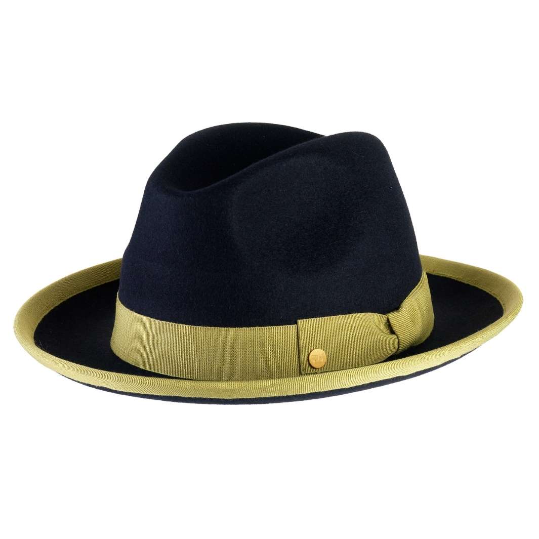 Cappello Trilby a Tesa Media in Feltro Raso di Lapin con Fodera