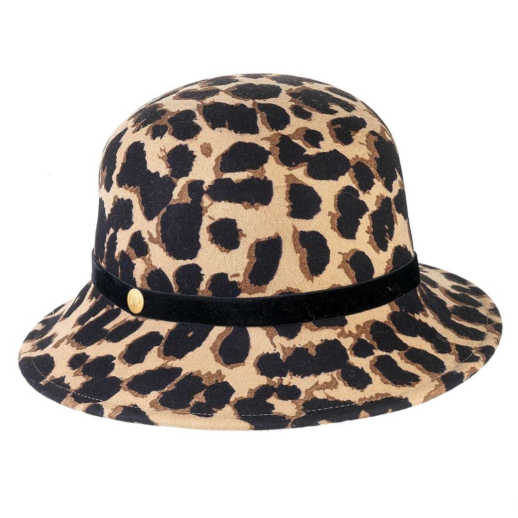 Cappello a Cloche a Campana Animalier in Feltro di Lana Merinos