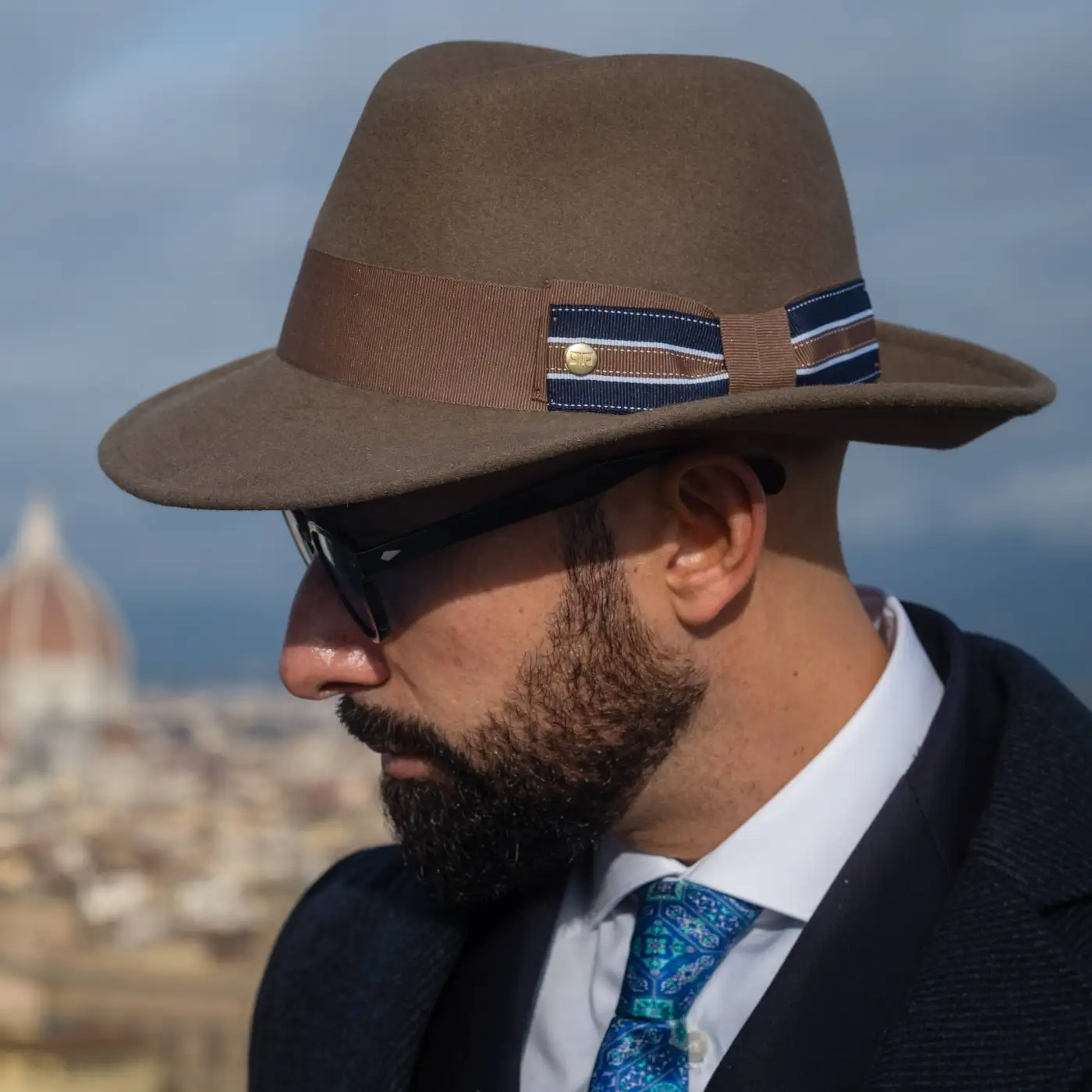 Cappello Fedora Elegante in Feltro Raso di Lapin con Fodera