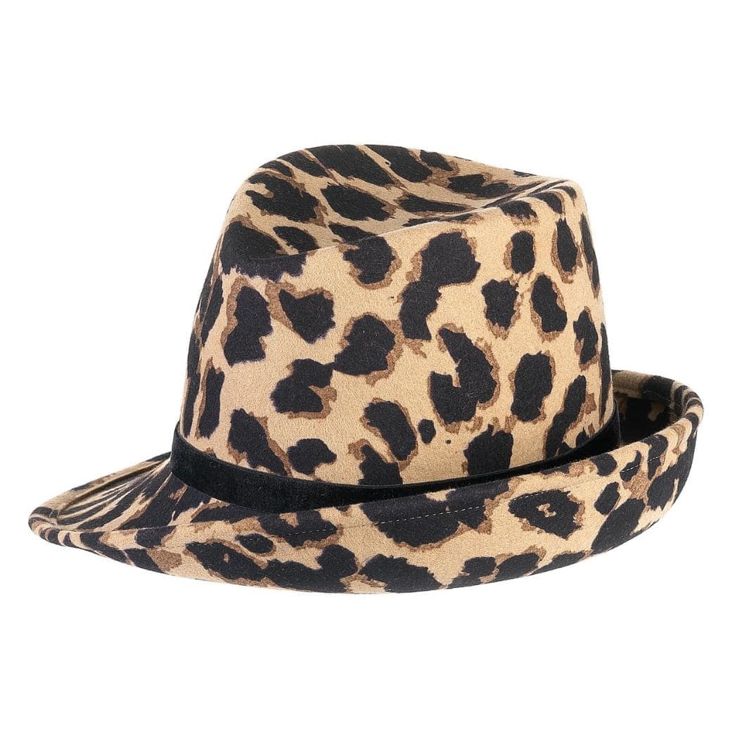 Cappello a Cloche Asimmetrica Animalier in Feltro di Lana Merinos
