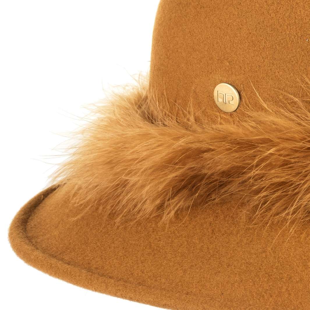 Cappello a Pamela in Feltro di Lana Merinos con Girotesta in Marabou