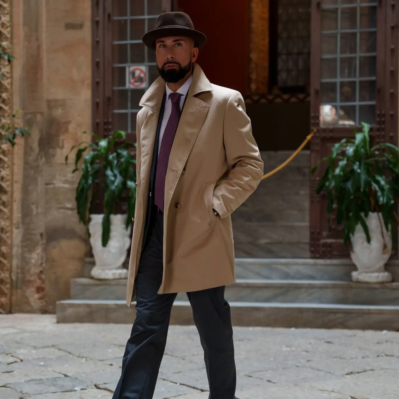 Cappello Lobbia Homburg in Feltro Raso di Lapin con Fodera