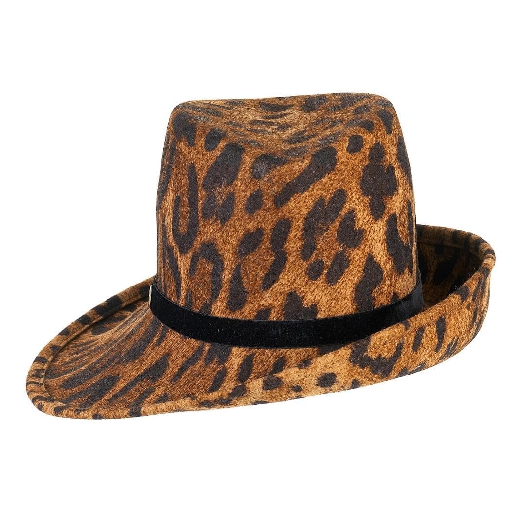 Cappello a Cloche Asimmetrica Animalier in Feltro di Lana Merinos