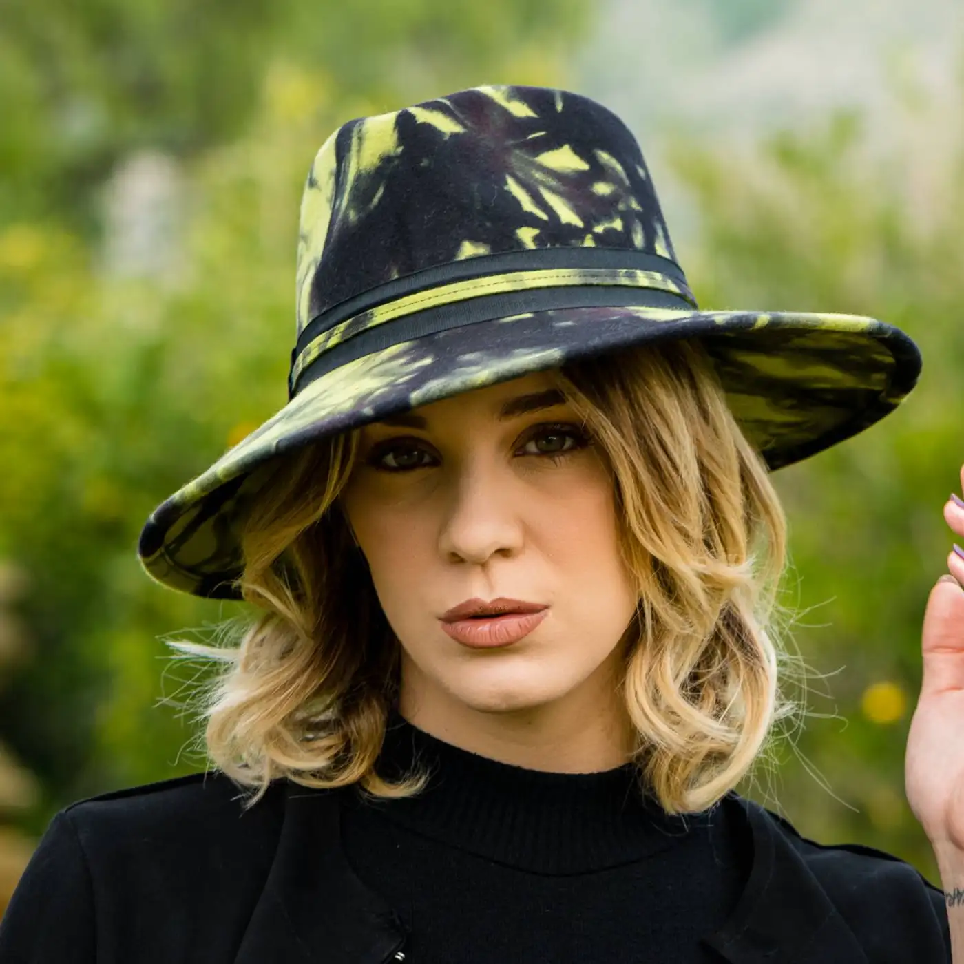 Cappello Fedora a Tesa Larga in Feltro di Lana Merinos Maltinto