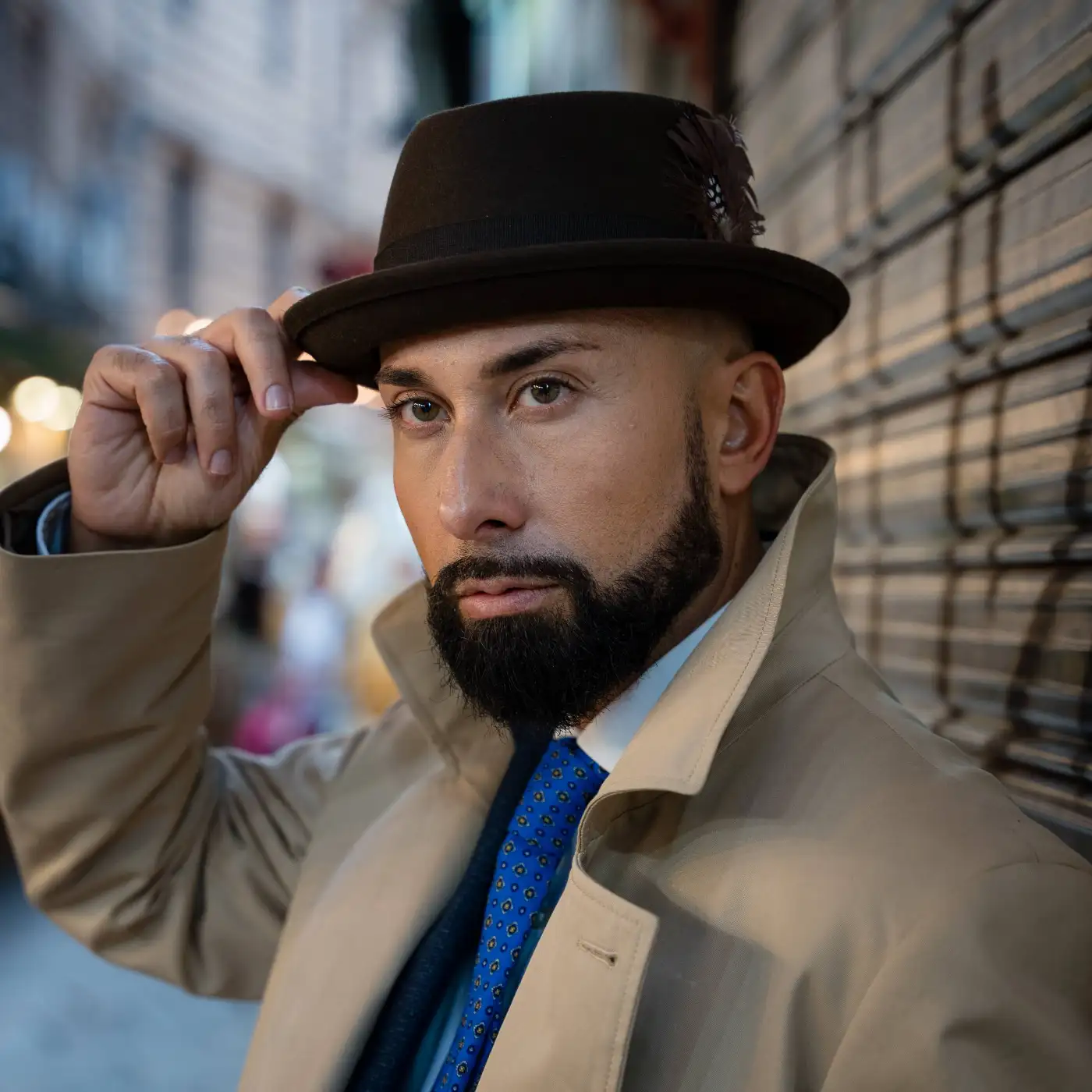 Cappello Pork Pie in Feltro Raso di Lapin con Fodera