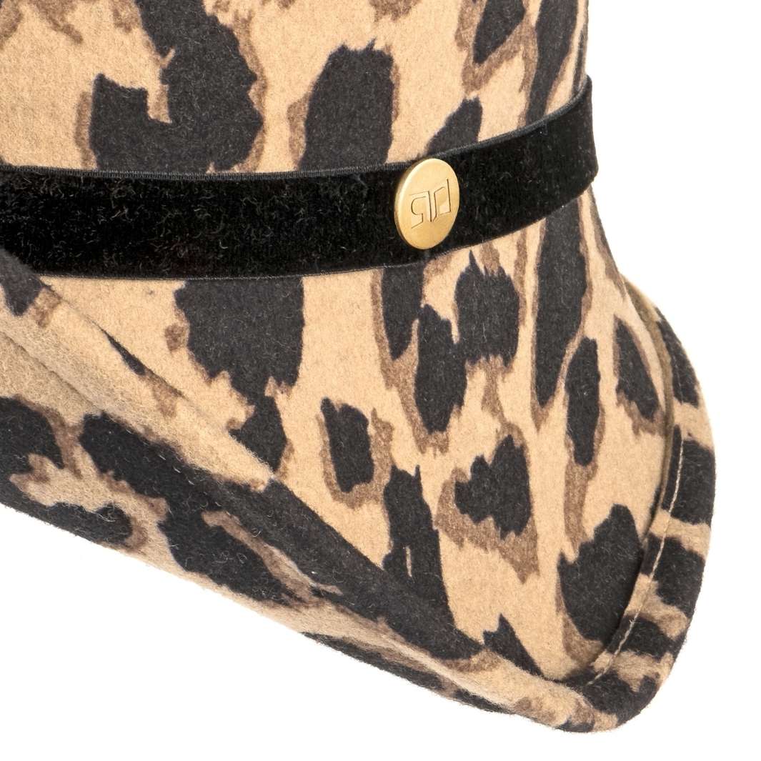 Cappello a Cloche Ala Rialzata Animalier in Feltro di Lana Merinos