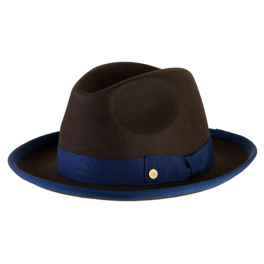 Cappello Trilby a Tesa Media in Feltro Raso di Lapin con Fodera