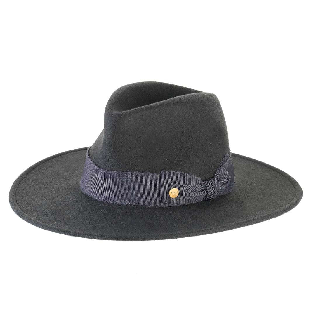 Cappello Fedora a Tesa Larga Piatta in Feltro di Lana Merinos