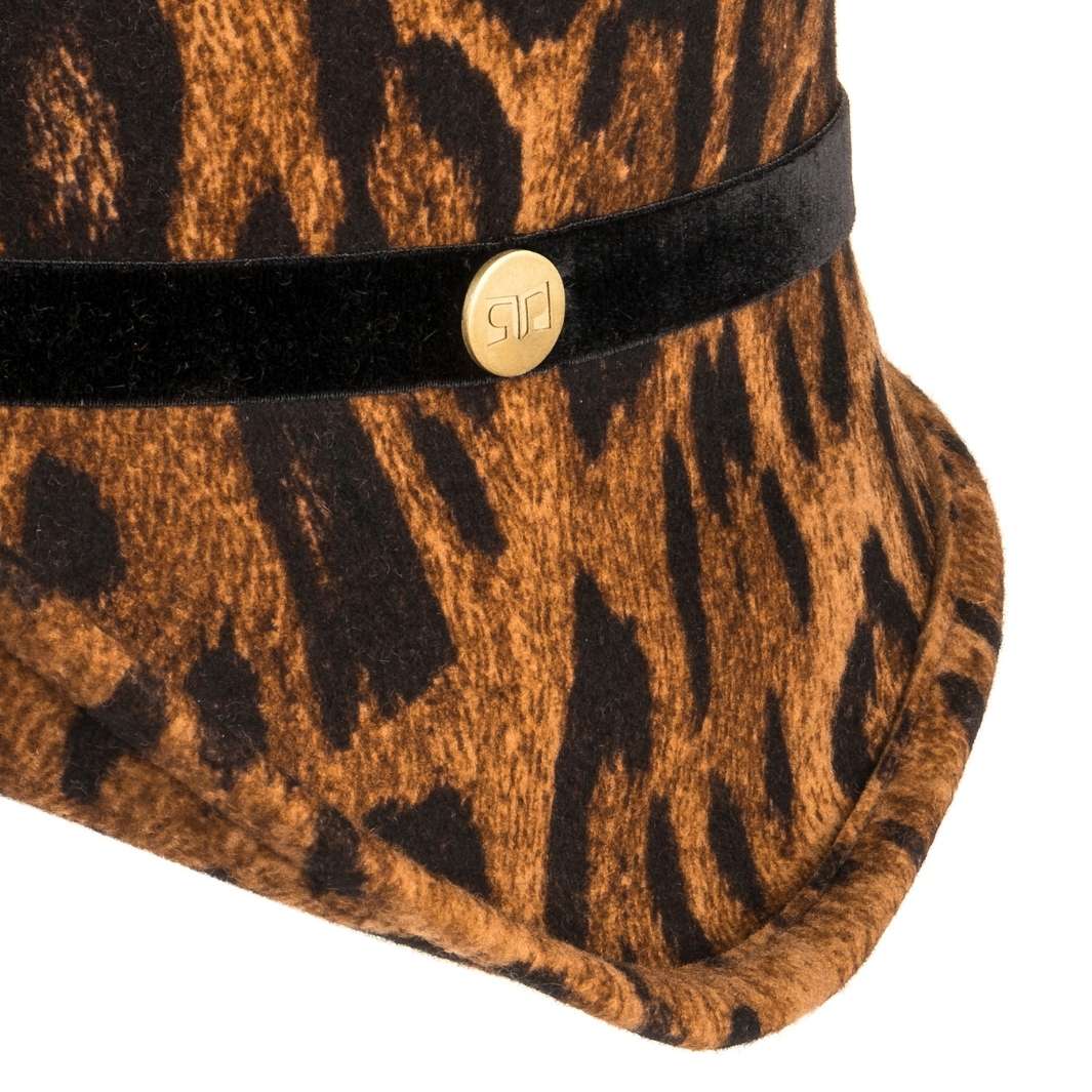 Cappello a Cloche Ala Rialzata Animalier in Feltro di Lana Merinos