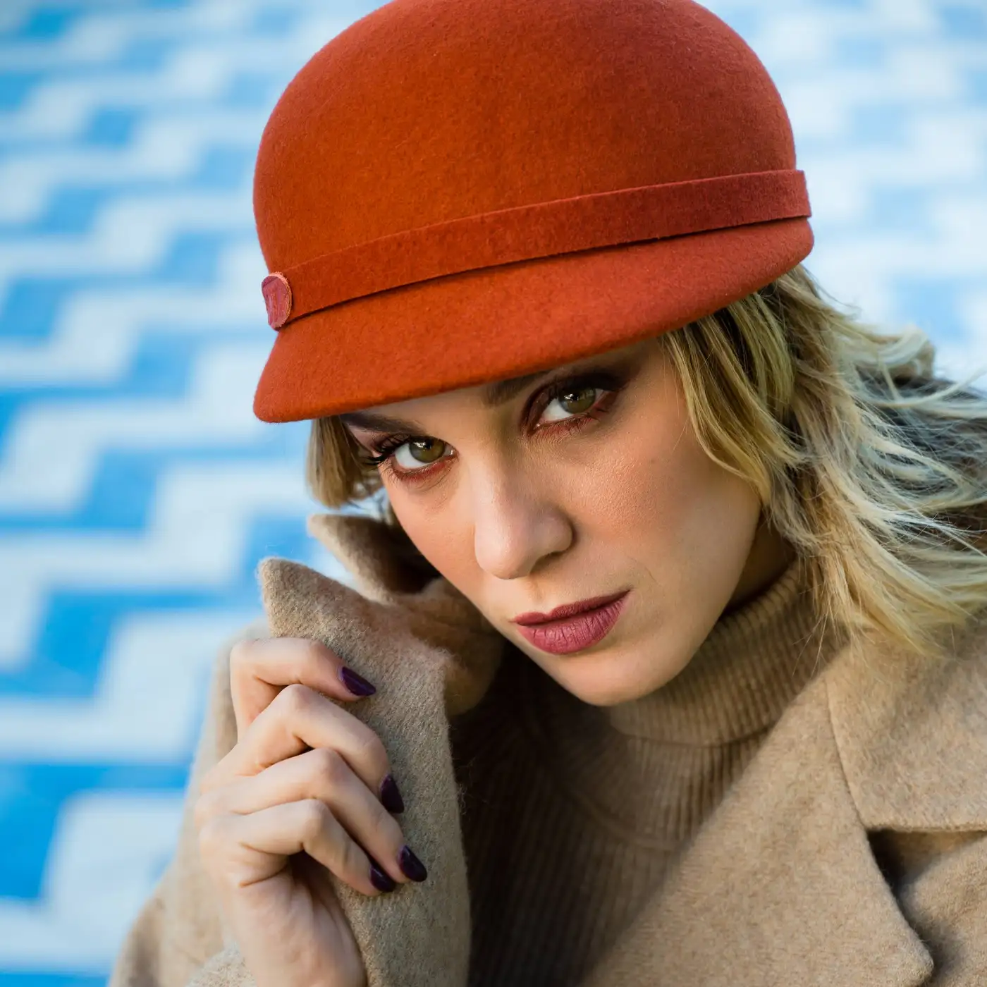 Basco con Visiera alla Francese in Feltro di Lana Merinos