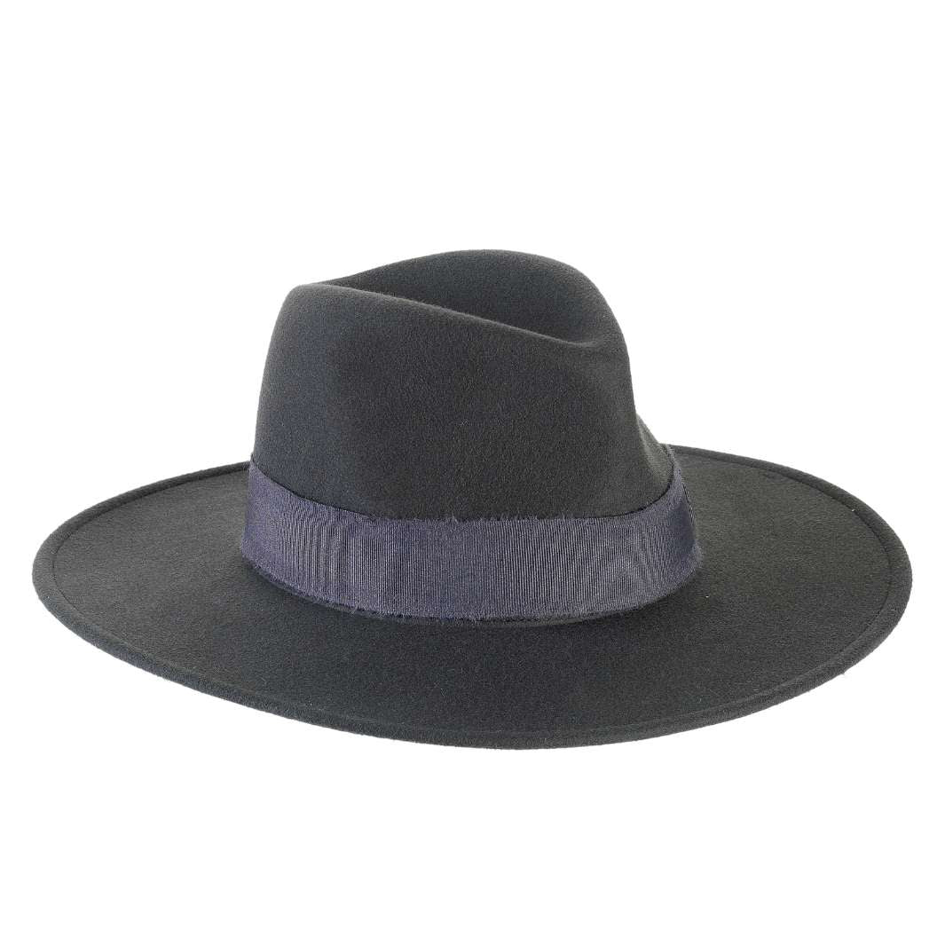 Cappello Fedora a Tesa Larga Piatta in Feltro di Lana Merinos