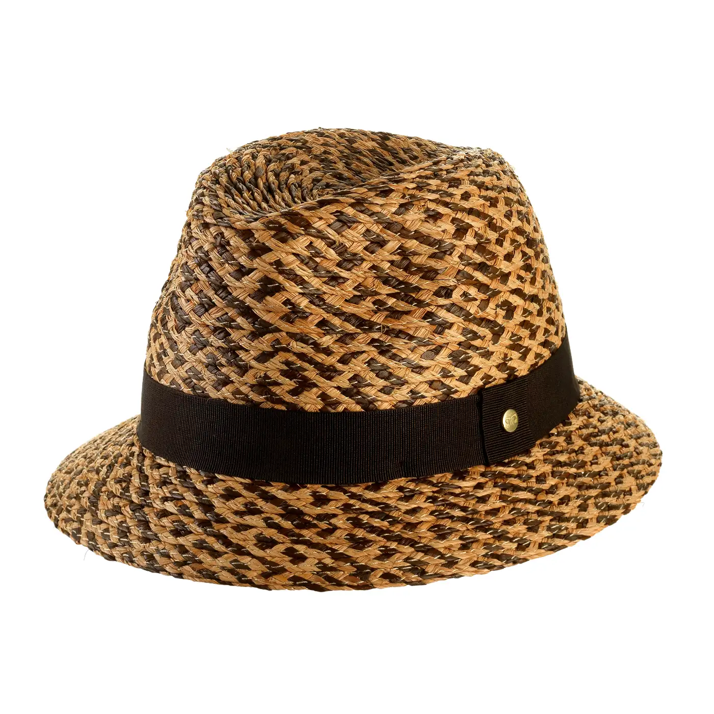 Cappello a Tesa Corta di Rafia Bicolore