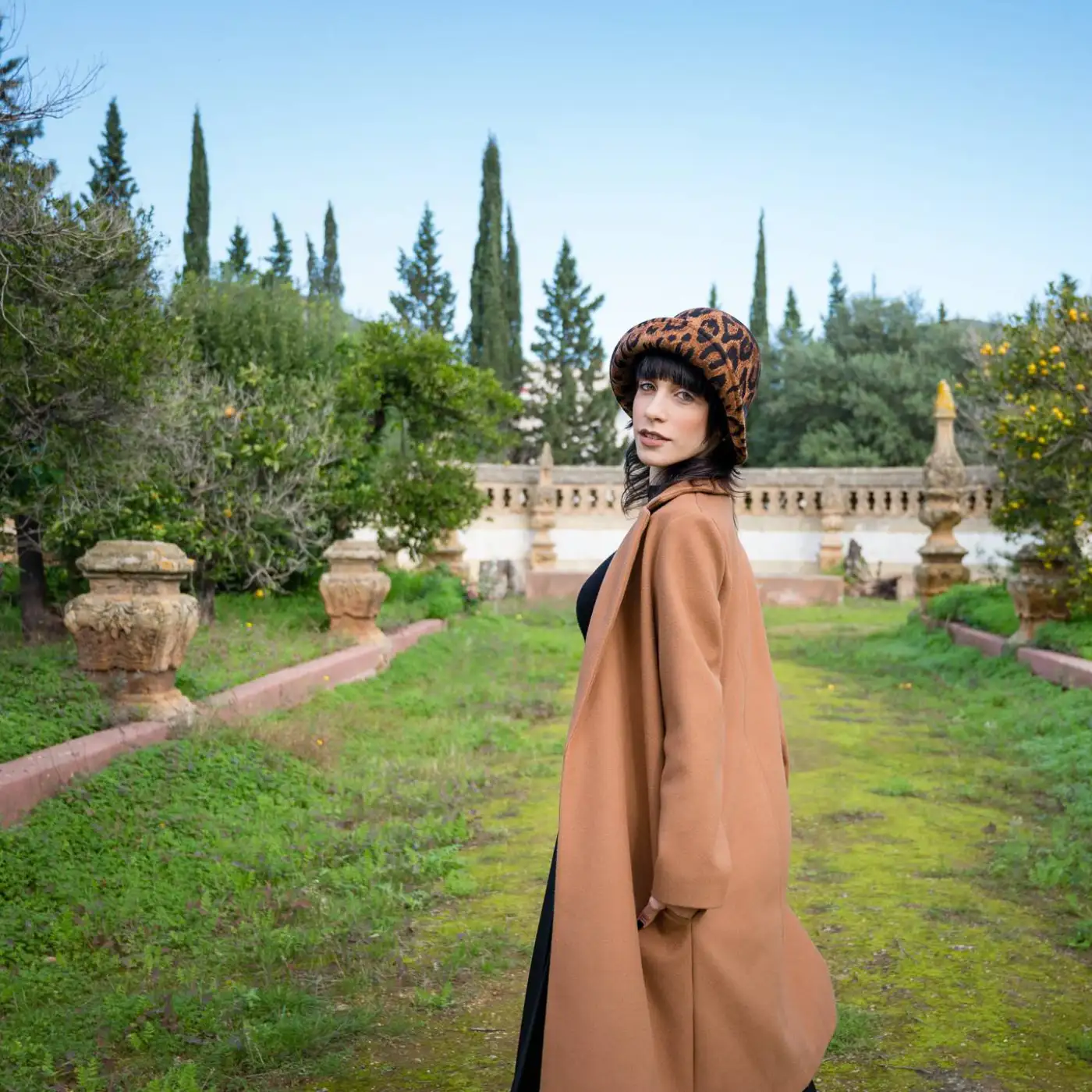 Cappello a Cloche Ala Rialzata Animalier in Feltro di Lana Merinos