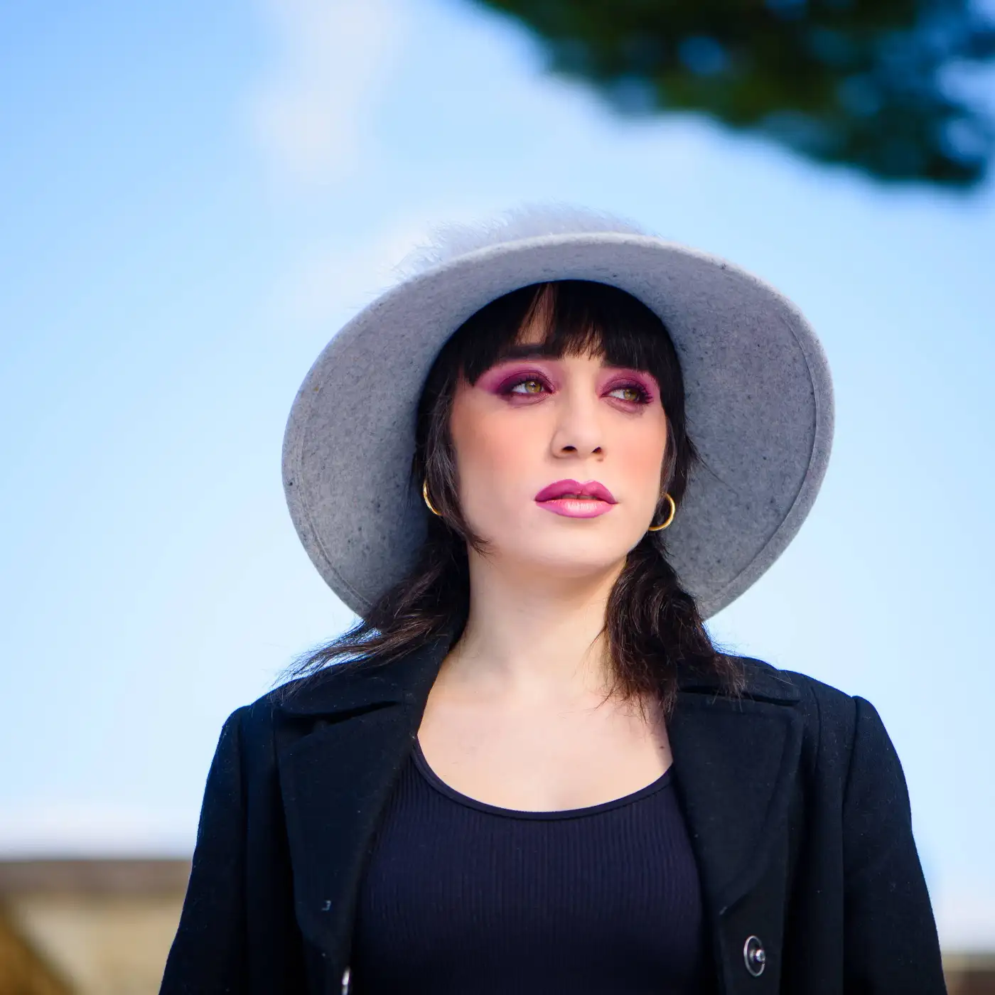 Cappello a Pamela in Feltro di Lana Merinos con Girotesta in Marabou