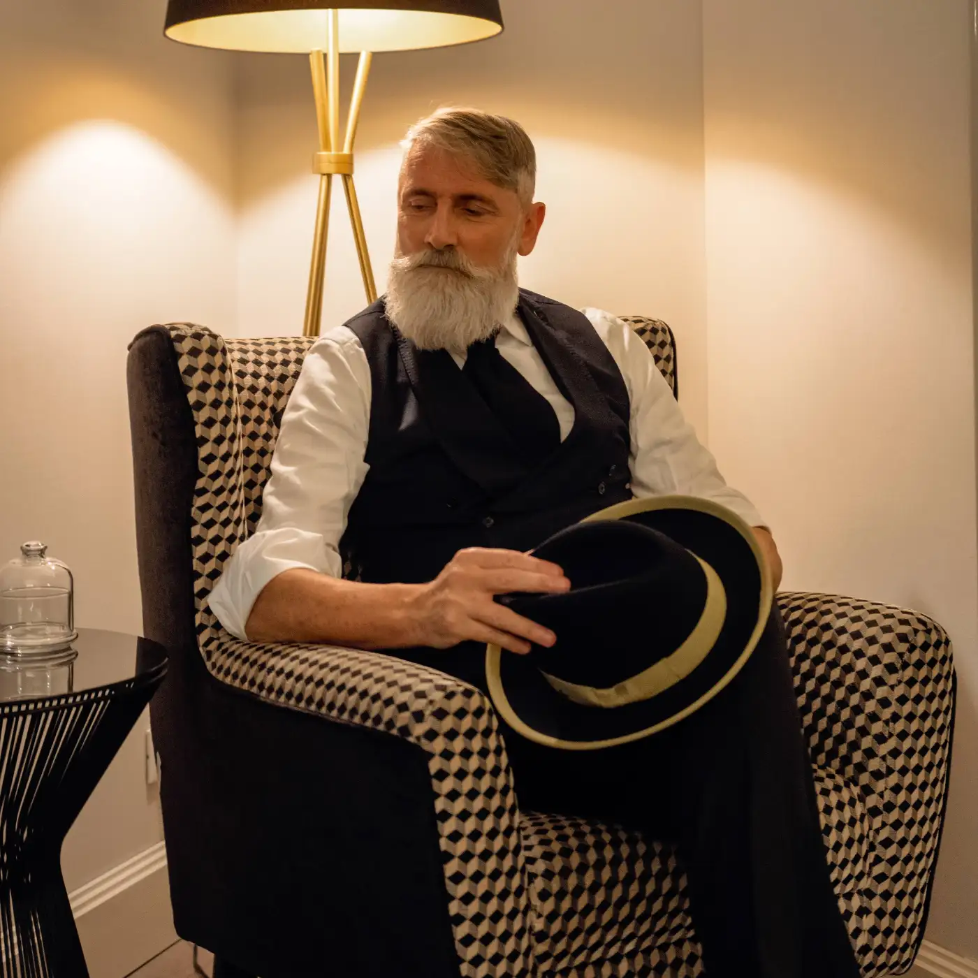 Cappello Trilby a Tesa Media in Feltro Raso di Lapin con Fodera