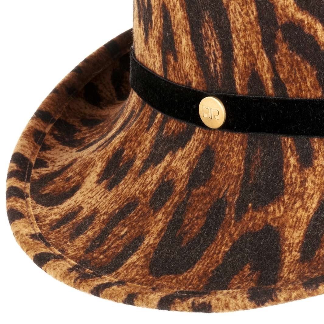 Cappello a Cloche Asimmetrica Animalier in Feltro di Lana Merinos