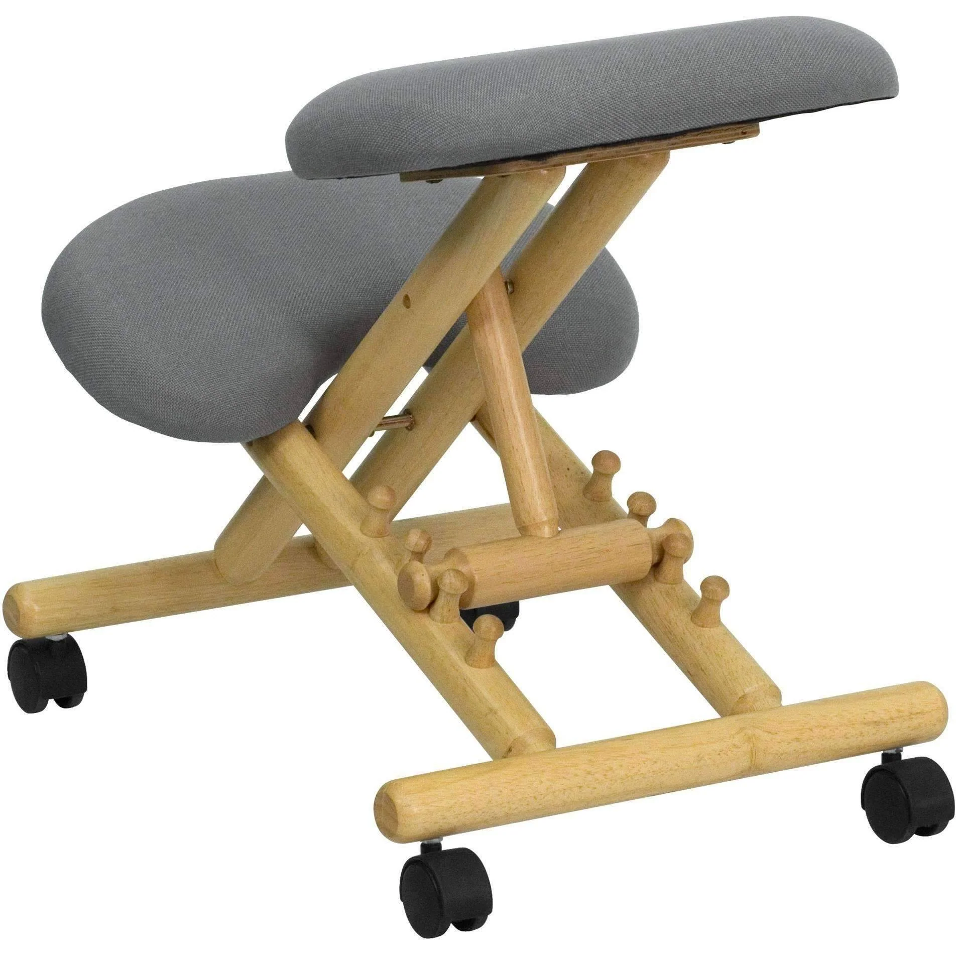 Mobile Wooden Ergonomic Kneeling Chair in Gray