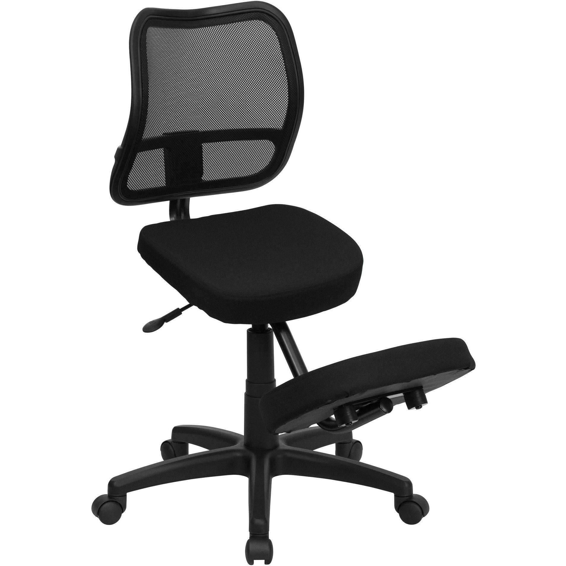 Mobile Ergonomic Kneeling Task Chair with Black Curved Mesh Back