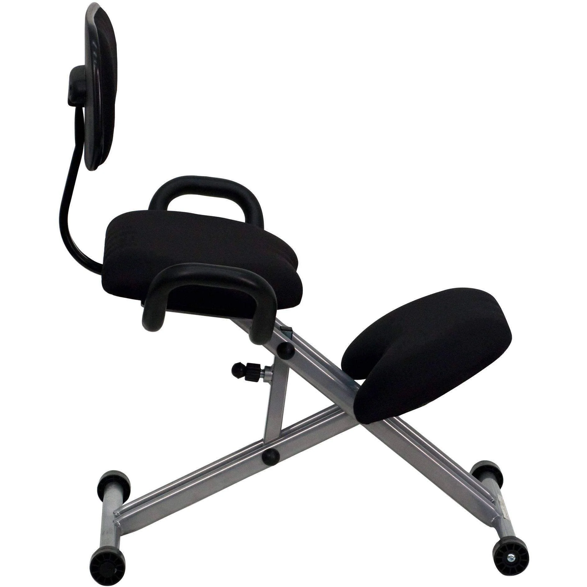 Ergonomic Kneeling Chair in Black Fabric with Back and Handles