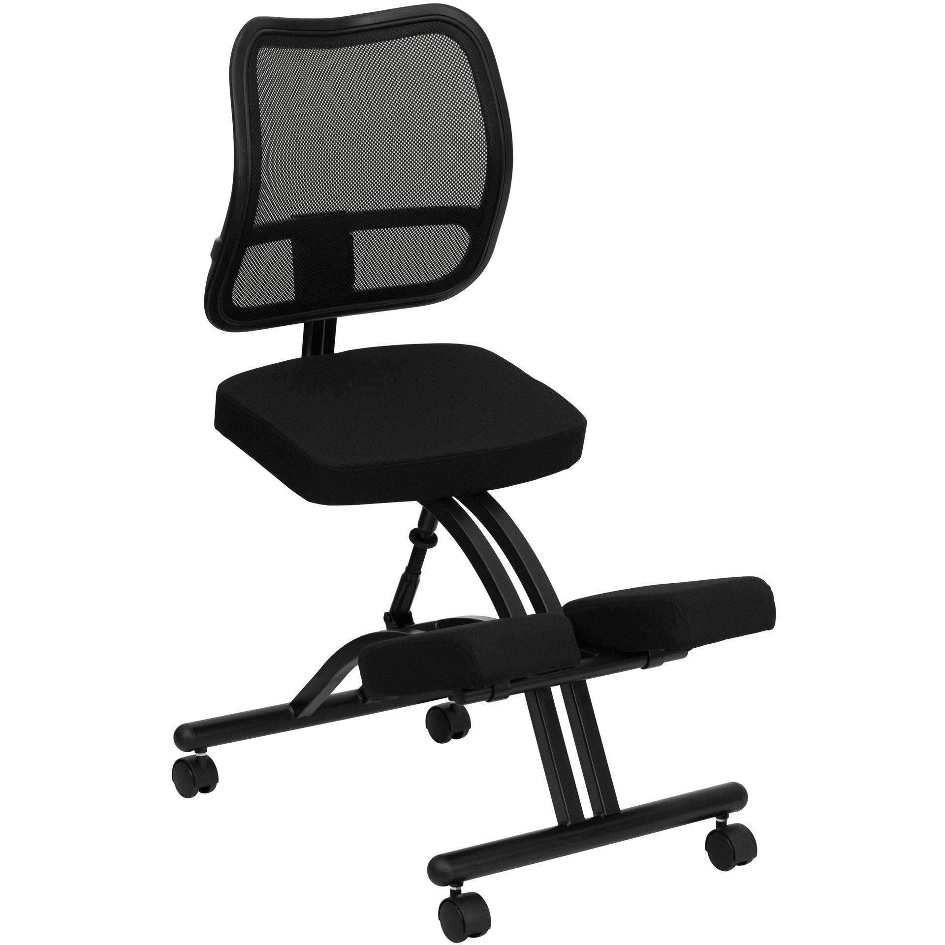 Mobile Ergonomic Kneeling Chair with Black Curved Mesh Back