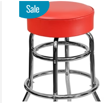Double Ring Chrome Barstool with Red Seat