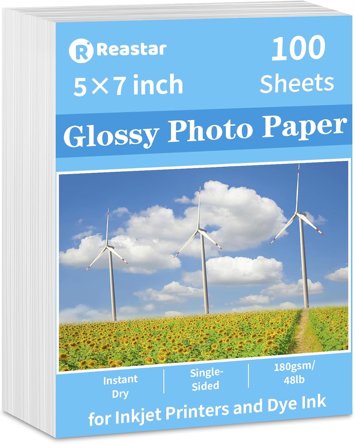 Glossy Photo Paper 8.5 x 11, 36 Sheets Inkjet Photo Printer Paper, Instant Dry Picture Paper for DIY Chip Bag, Flyers, Cards, Calendars and Brochures(180gsm/48lb)