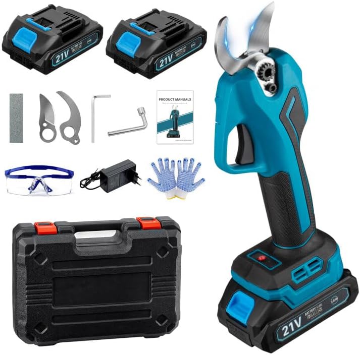 Electric Garden Scissors for Makita 18 V Battery, Brushless Pruning Scissors 600 W Professional with 2 x 2000 mAh Batteries, Portable Garden Shears with LED Counter, Cutting Diameter 20-35 mm