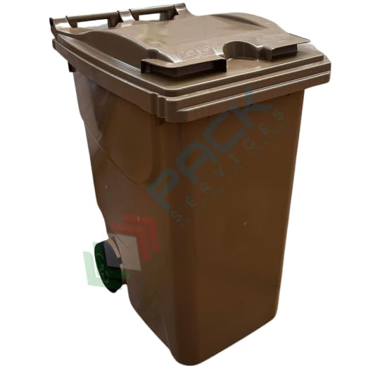 Bidone spazzatura per la raccolta differenziata rifiuti, capacità 360 Lt, certificato UNI EN 840, per uso esterno, colore marrone