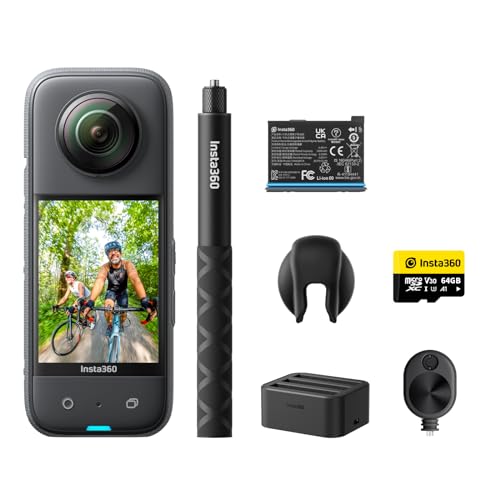 Insta360 X3 Kit Ultimate   Action Cam 360 impermeabile con sensore da 1/2", foto 360 da 72MP, video 360 5.7K, stabilizzazione, touch screen 2,29", vibrazione, editing IA, live streaming, webcam : Elettronica