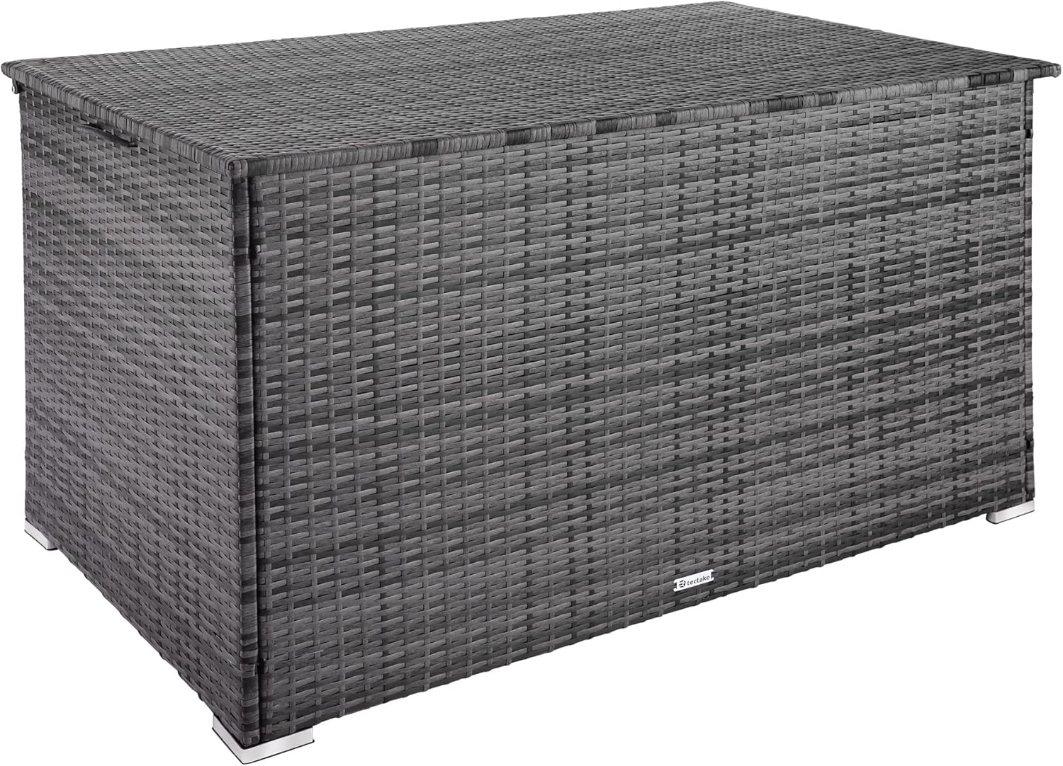 TecTake? Box Contenitore da Esterno, Mobile da Giardino con Intreccio in Polyrattan, Telaio in Alluminio, Coperchio Rinforzato, Resistente ai Raggi UV, 145 x 82,5 x 79,5 cm - Grigio Chiaro