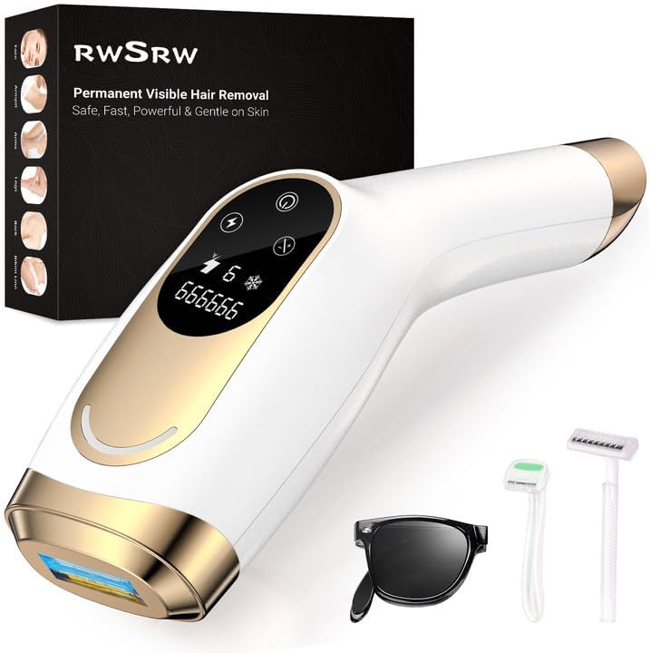 NIKYJM Epilatore Luce Pulsata con Raffreddamento Ice Cooling, Quasi Indolore e Risultati Duraturi Epilatore a Luce Pulsata per Donne e Uomini per Corpo e Viso