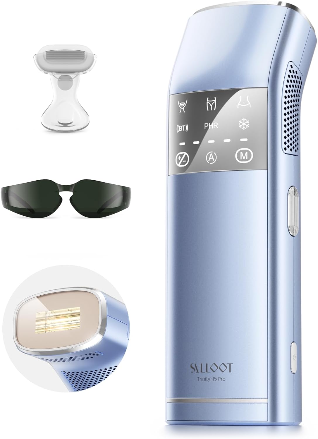 Epilatore Luce Pulsata a quattro impulso, doppia luce, zaffiro 2°C Depilazione Indolore, 16,6 cm2 di comfort, modalità PHR & 4X efficace e AI APP per peli resistenti, veloce e sicuro (Blu Navy)