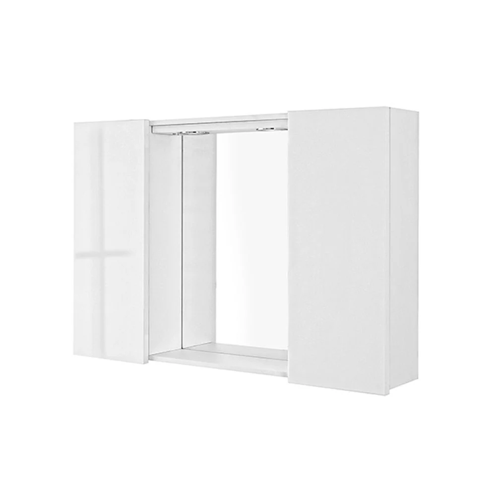 Specchiera da Bagno Stella Feridras – 2 Ante, LED Integrati, Bianco Lucido