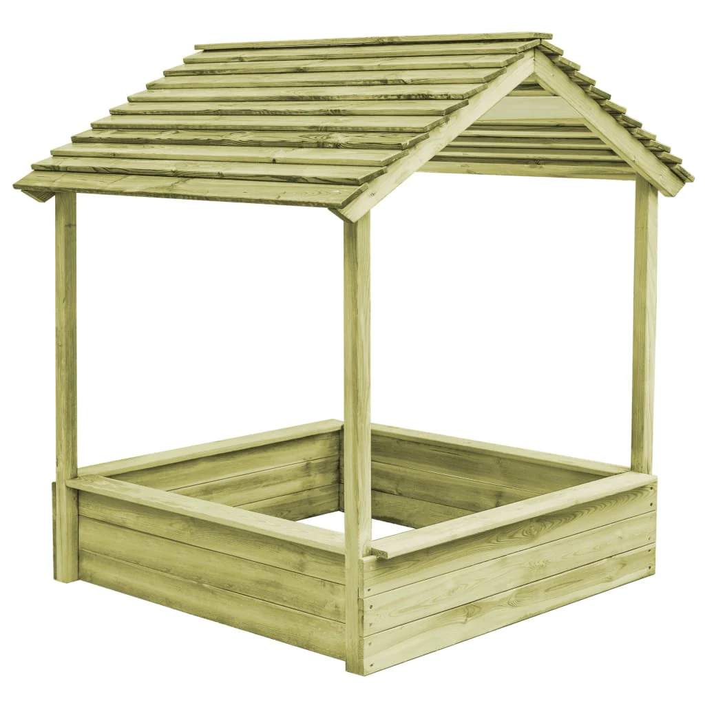 Casetta da Giardino per Bambini in Legno di Pino con Sabbiera – 128x120x145 cm – Modello MXL