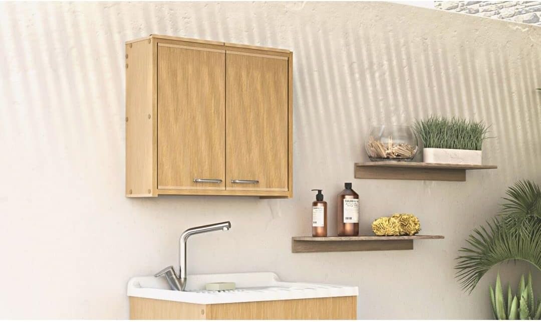 Negrari Pensile in PVC F760PRAM in resina PVC, Fornito in kit di montaggio, Interni/Esterni, 59x21x59 cm, Rovere