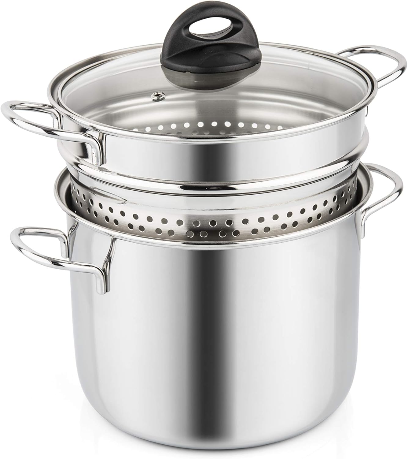 Barazzoni Spaghettiere with Basket, Diameter 18 cm, Capacity 3.1 Litre, Stainless Steel 18/10. Also Suitable for Induction, Made in Italy