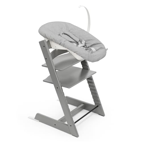 Sedia Tripp Trapp di Stokke (Storm Grey) con Newborn Set (Grigio)   Per neonati fino a 9 kg   Confortevole, sicuro e facile da usare : Prima infanzia