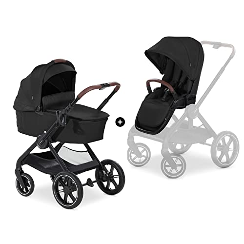 hauck Passeggino 2in1 Walk N Care Air Set   Culla Neonato con Ruote ad Aria, Seduta Reversibile e Reclinabile   Altezza Regolabile   Fino a 25kg   Nero : Prima infanzia
