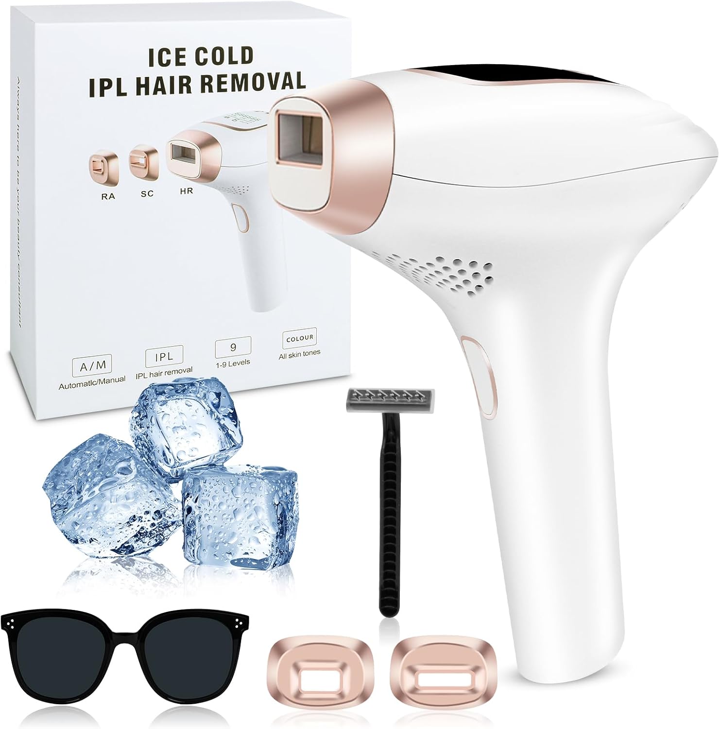 BUTBU Epilatore Luce Pulsata IPL, Laser per Donna e Uomo, 5 Livelli di Energia Regolabile, 999,990 Luce Pulsata Epilatora, per Adatto a Corpo/Viso/Ascelle/Gambe Sensibili (Bianco)