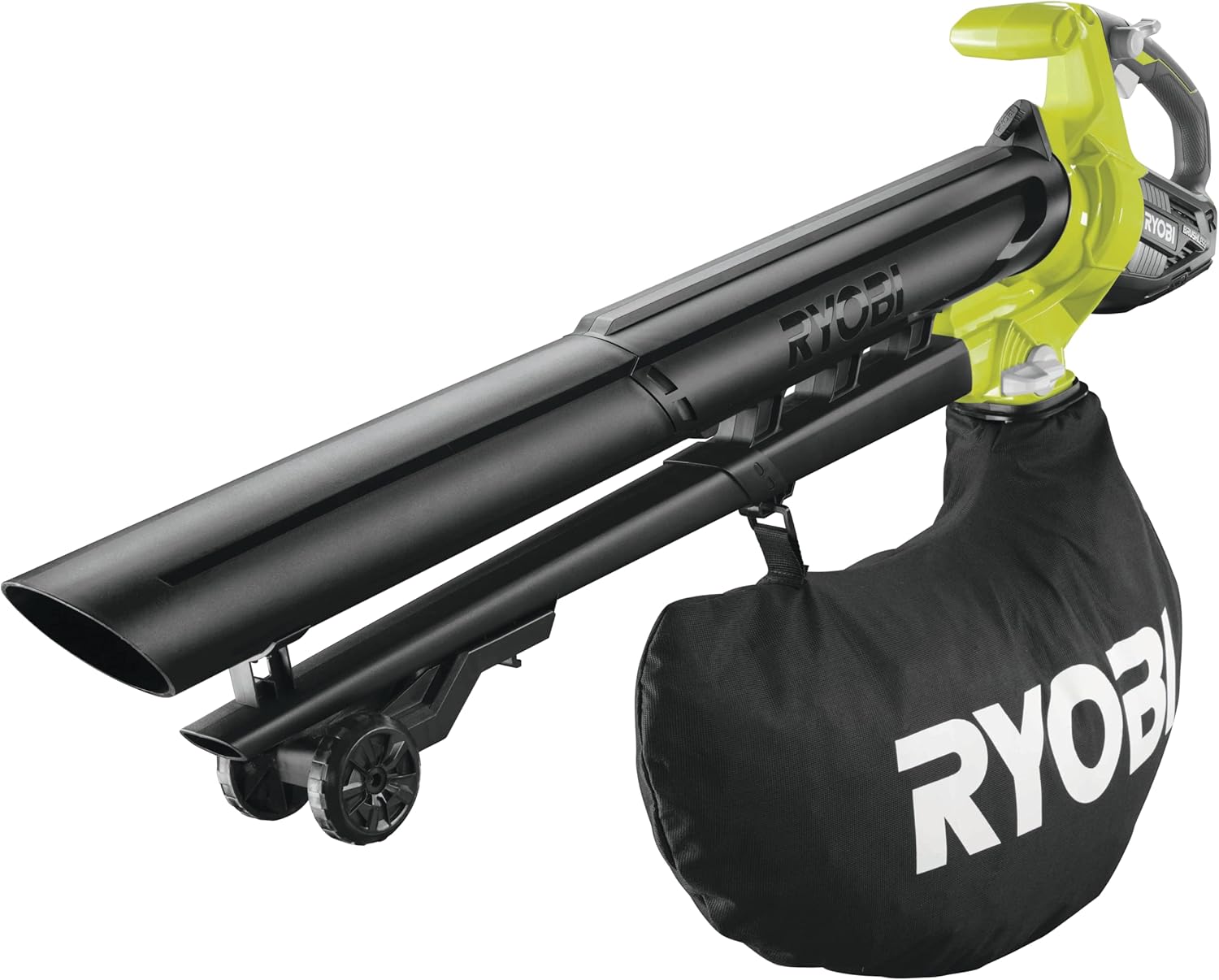 Ryobi OBV18 Brushless Battery Blower 18 V ONE+, 2-in-1 Aspirator and Blower, with Metal Blades Shredding Leaves, Battery Not Included