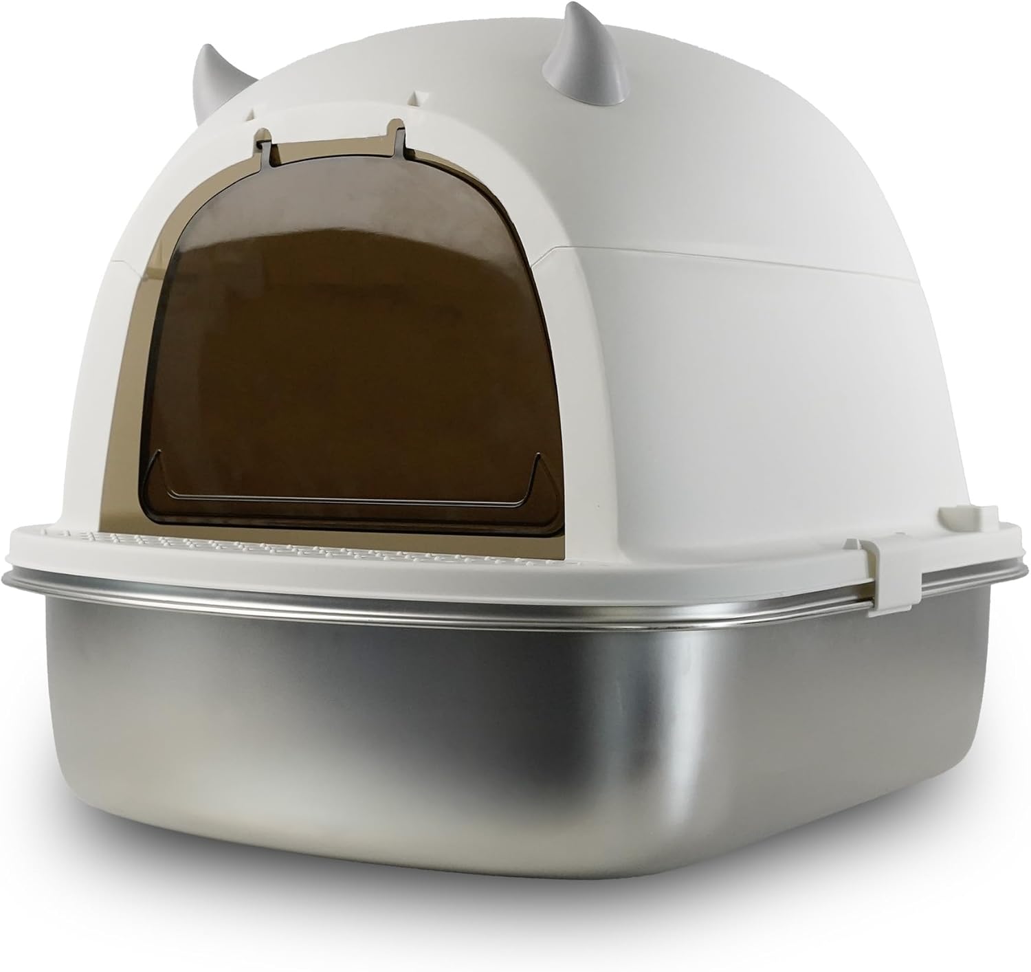 Ligo - Lettiera per gatti, chiusa, grande lettiera per gatti con filtro, a prova di perdite, antiodore, facile da pulire con cassetto estraibile GRIGIO