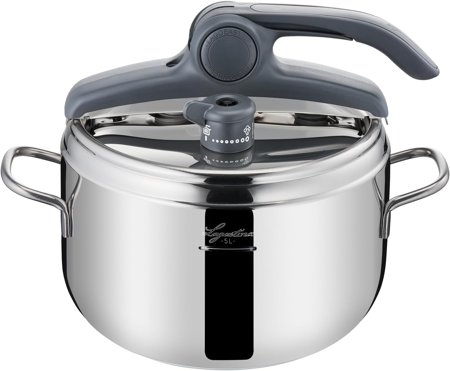 Lagostina Irradial Control Pressure Cooker 5 L Stainless Steel 18/10 Diameter 22 cm, Induction and Gas Pot, Lid with Easy Opening, Irradial Plus Triple Layer Bottom