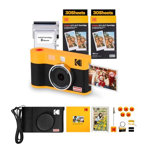 KODAK Mini Shot 2 Era Regalo di Natale 4PASS 2 in 1 Fotocamera Istantanea & Stampante Fotografica (Fotocamera Istantanea   8 Fgoli inclusi   Pacchetto accessori e 60 Fogli, Giallo) : Elettronica