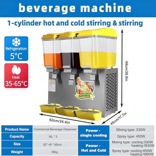 Distributore di bevande in acciaio inossidabile, Distributore di bevande self service, Distributore di bevande in acciaio inossidabile 304, Macchina per bevande commerciale da 48 litri con rubinetto : Amazon.it: Casa e cucina