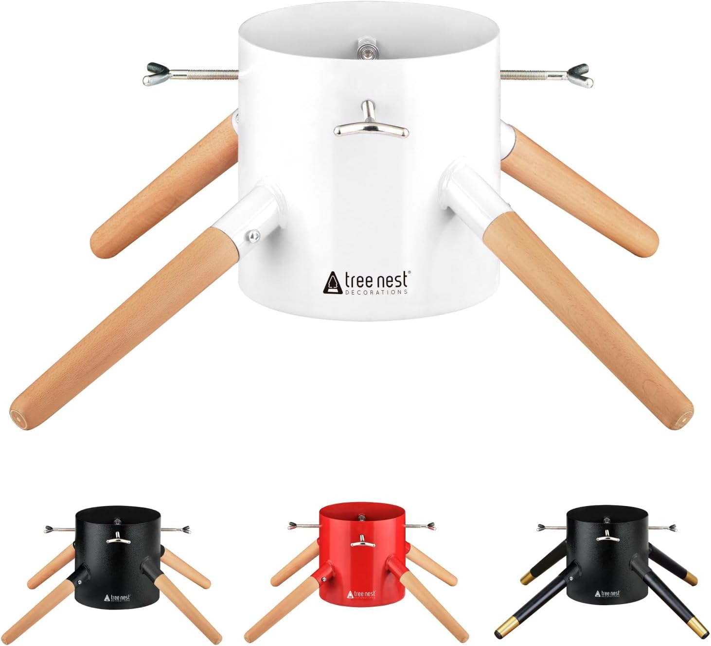 Tree Nest Base per Albero di Natale Supporto Albero di Natale Piede con Serbatoio d'Acqua - Family Christmas Tree Stand per Alberi Fino a 3,5 Metri, Tronco da 6 a 15 cm Bianco