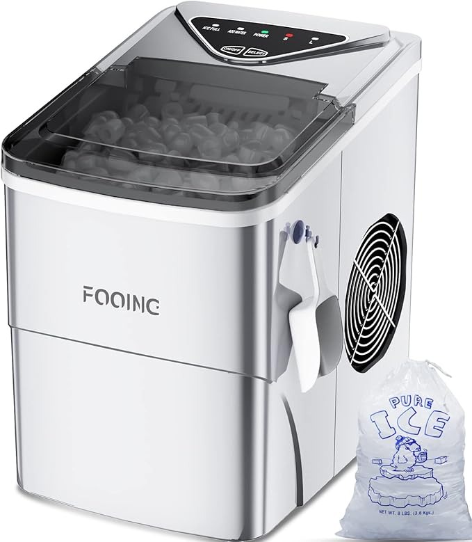 Macchina Ghiaccio Macchina per Ghiaccio da Banco, Macchina per Ghiaccio Autopulente, 9 Cubetti Pronti in 6 Minuti, 15KG in 24 H Macchina del Ghiaccio Portatile per Casa/Cucina/Ufficio/Bar